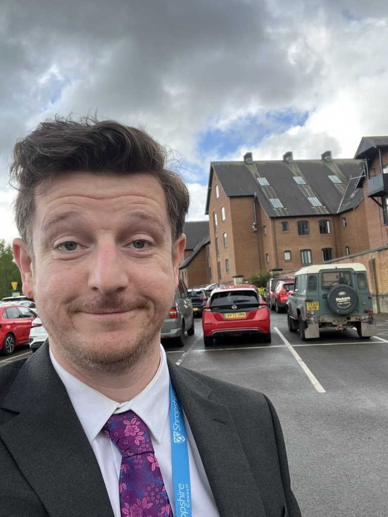 Neil Bentley wearing his Shropshire Council lanyard