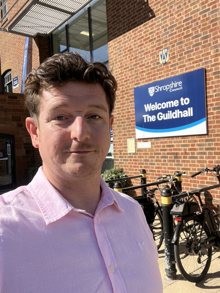 Neil Bentley outside Shropshire Council's Guildhall building